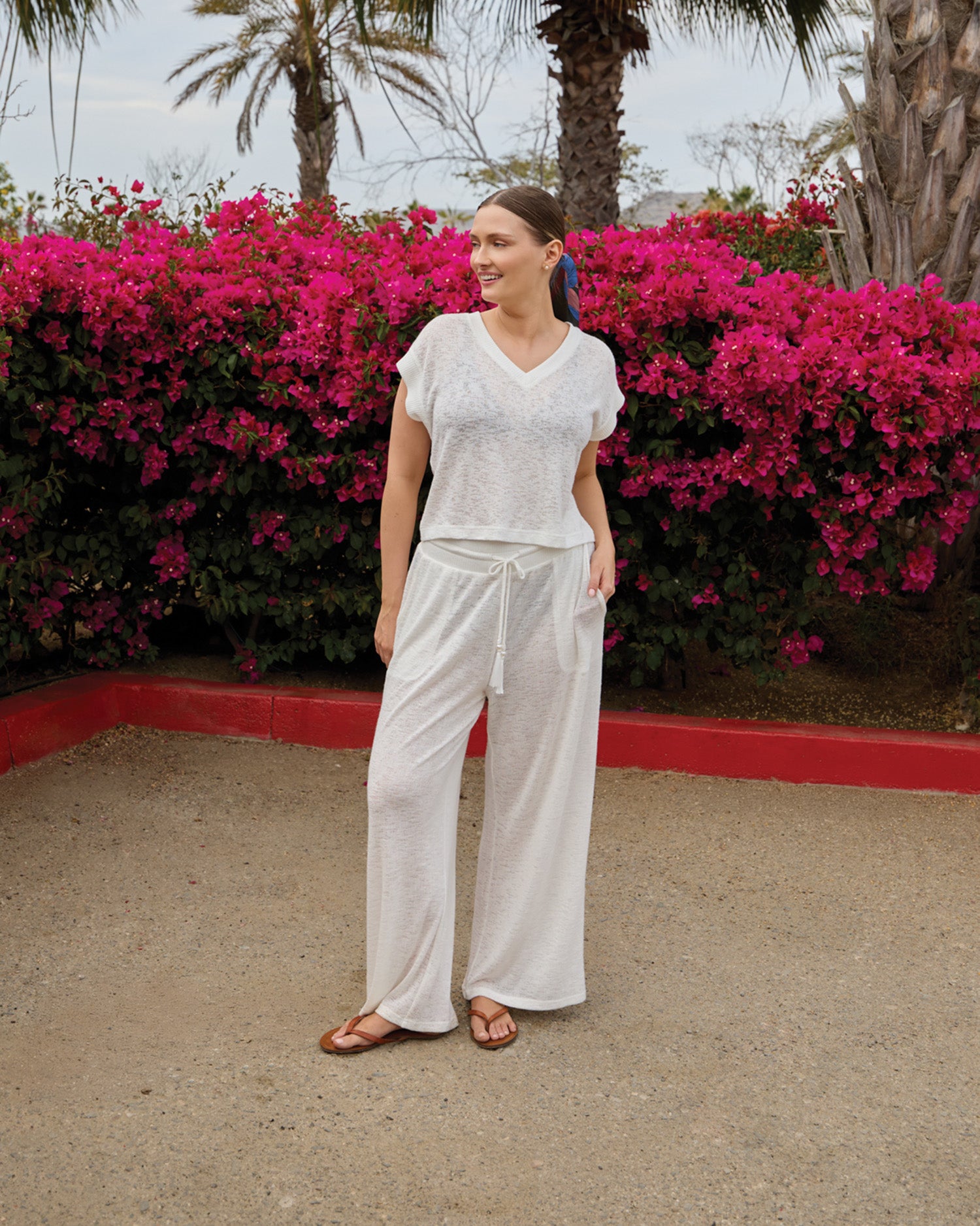 Venise Adjustable Waist Pants - Fine Loose Rayon Polyester Knit