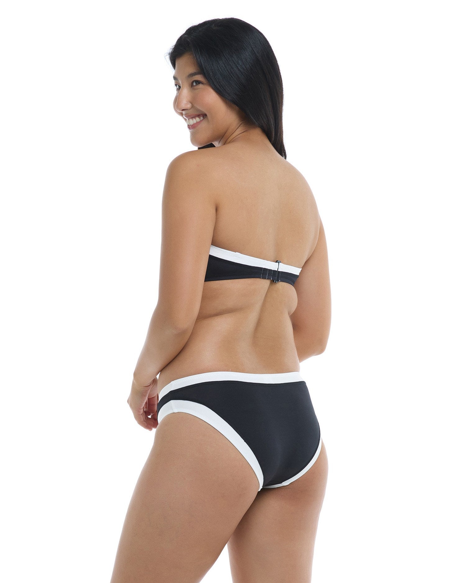 Melanie Low Rise Full Coverage Bikini Bottom Black White SKYE