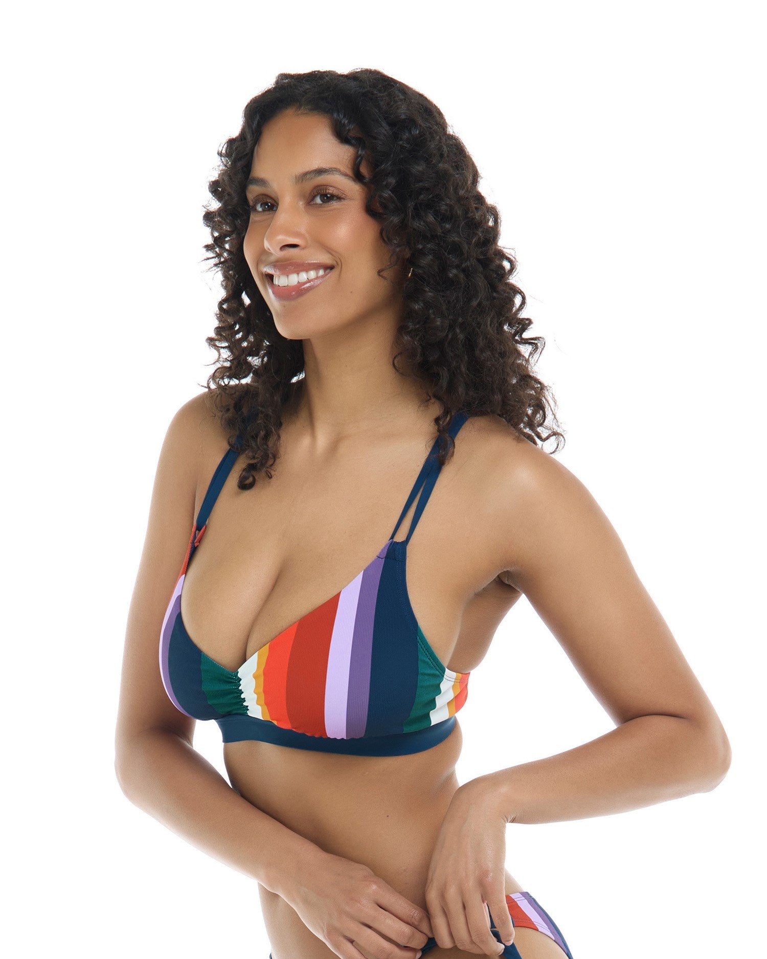 Sarah D,DD,E & F Cup Fixed Triangle Top - Micro Ribbed Fabric