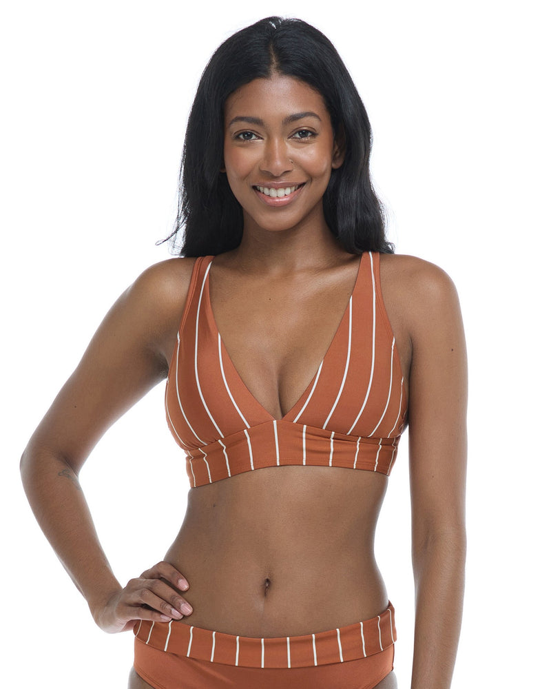 Nick Striped Triangle Bikini Top - Hawaiian Sky