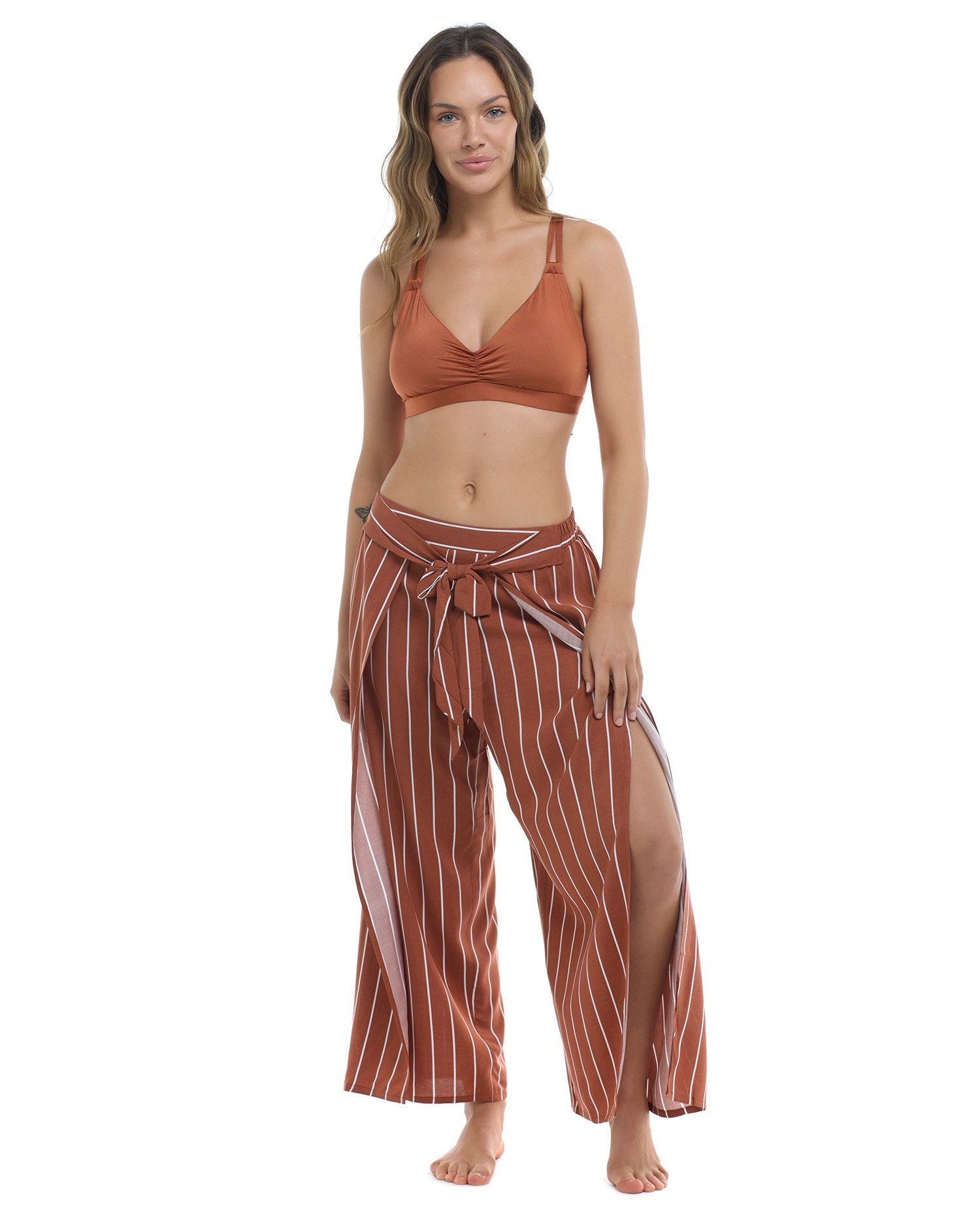 Paige Woven Rayon Fabric Wrap Pants - Terracotta – SKYE