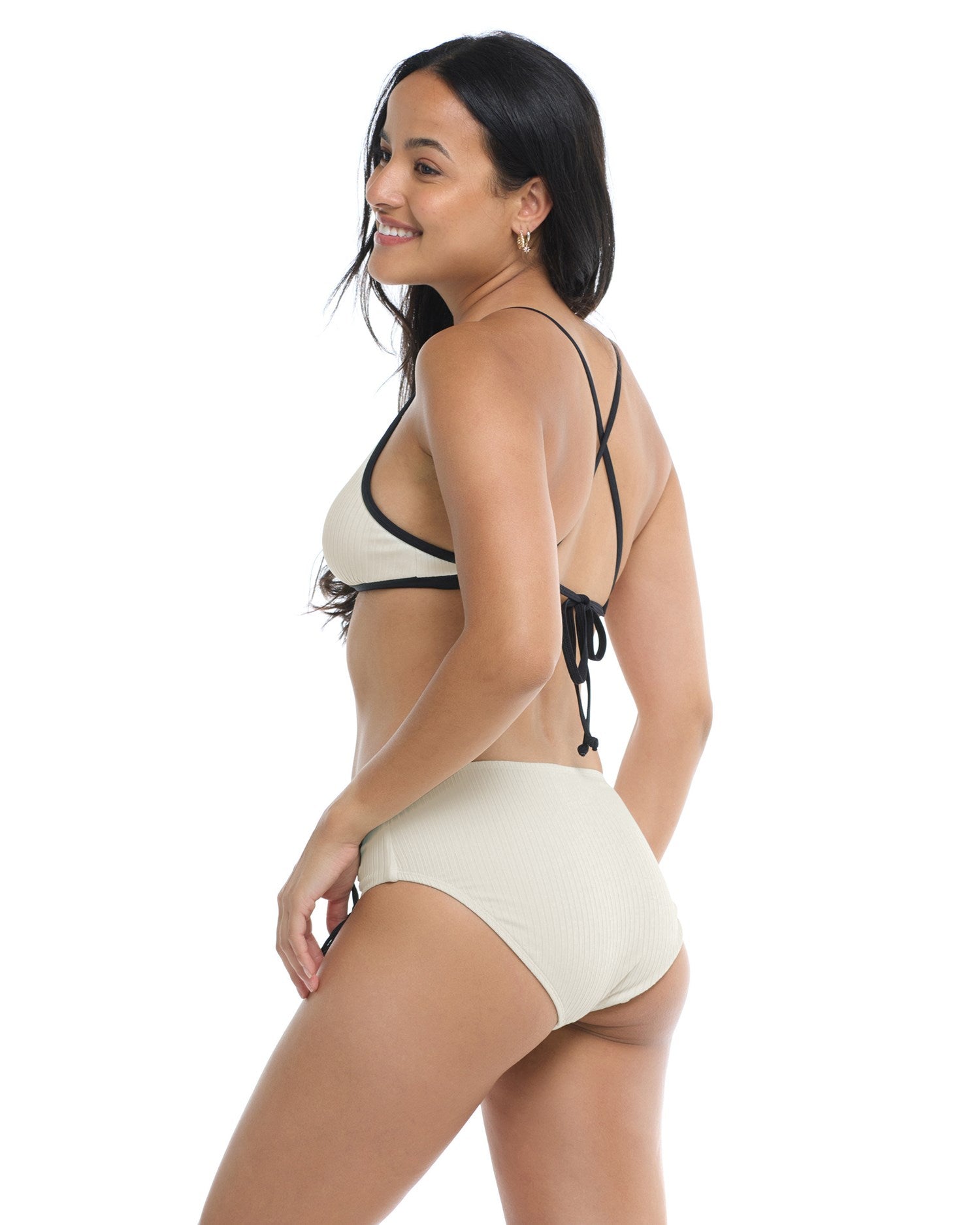 Alessia Cinch Higher Rise Fuller Coverage Bikini Bottom - Navy/White